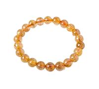 Natural Gold Yellow Rutilated Quartz Crystal Bracelet - Stretch Gemstone Jewelry for Wealth and Confidence(14mm)
