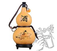 Natural Gourd Jug, Beeswax Anti-seepage Sake Bottle with Rubber Plug, Easy to Clean Hip Flask for Camping, Outdoor Portable Water And Wine, Medicine Gourd,1000ml