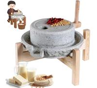 Natural Granite Handmade Stone Mill for Wheat Berry Rice Food, Bean Seed Spice Corn Rice Paste, Wet Dry Cereal Bluestone Grinder (30 * 40cm)