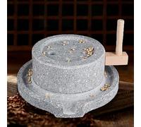Natural Granite Manual Stone Mill, Hand Crank Grain Grinder, Traditional Grinding Tool, Versatile Heat-Free Grinding Process, for Bread, Tortillas, Spices(20x30cm/7.8x11.8in)