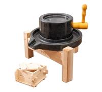 Natural Granite Stone Mill, Hand Cranked Grain Mill with Wooden Frame and Tofu Mould, 304 Stainless Steel Centre Shaft, Grinds Wheat Flour, Chillies, Spices(22cm/8.7in)