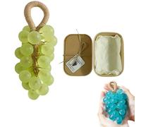 Natural Grape Extract Bar Soap, Grape Soap on a Rope, Grapes Cluster Handmade Soap, Hanging Grapes Soap, Natural Plant Essential Oils, Gentle Cleansing, Bath Shower Hanging Decor Gift (Green)