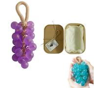 Natural Grape Extract Bar Soap, Grape Soap on a Rope, Grapes Cluster Handmade Soap, Hanging Grapes Soap, Natural Plant Essential Oils, Gentle Cleansing, Bath Shower Hanging Decor Gift (Purple)