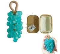 Natural Grape Extract Bar Soap, Grape Soap on a Rope, Grapes Cluster Handmade Soap, Hanging Grapes Soap, Natural Plant Essential Oils, Gentle Cleansing, Bath Shower Hanging Decor Gift (Blue)