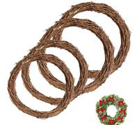 Natural Grapevine Wreath, 4 Pcs Vine Branch, 20 cm/15cm Christmas Rattan Hand-woven Rings for DIY Xmas Halloween Easter