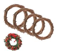Natural Grapevine Wreath, 4 Pcs Vine Branch Wreath 20cm/25cm Christmas Rattan Hand-woven Rings Round Garland Rattan Branch Garland for DIY Wreaths Xmas Halloween Easter Wedding and Party