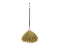 Natural Grass Broom Length 39-40 Inch with Bamboo Olive Green Handled Indoor Outdoor Smooth & Hard Floor - Sweeping Cleaning Tool Unique Handmade Craft Broom Design for Home, Kitchen, Grage, Bedroom