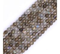 Natural Gray Rainbow Labradorite Semi Precious Gemstone Round Faceted 4mm Spacer Beads for Jewellery Making DIY Bracelet Necklace Crafts 15"