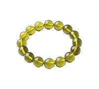 Natural Green Amber Gemstone Bracelet 18mm Smooth Round Beads Stretch Elastic 7 Inch Crystal Stone Beaded Wrist Jewelry Meditation Yoga Healing Energy Crystal Handmade Unisex Gift |LK_1B_00143