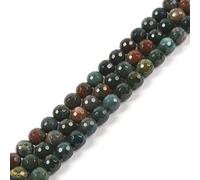 Natural Green Bloodstone Heliotrope 8mm Gemstone Faceted Round Loose Strand Beads for DIY Necklace Bracelet Jewelry Making 15 Inch