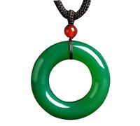 Natural Green Chalcedony Ping An Buckle Necklace Pendant (with Lanyard)