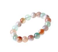 Natural Green Cherry Agate, Single Circle Round Bead Elastic, Colored Floating Flower Agate, Female Hand Jewelry, Gift 12mm