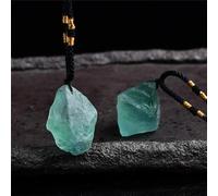 Natural Green Fluorite Crystal Pendant Necklace Irregular Stone Hand-Woven Necklace Jewelry Home Decor