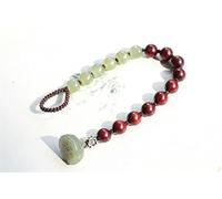 Natural Green Hetian Jade Pterocarpus Striata Beaded Bracelet Women Handmade Lotus Buddhism Ethnic Style Charm Bangle Jewelry (Gem Color : Tail Chain)