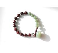 Natural Green Hetian Jade Pterocarpus Striata Beaded Women Handmade Buddhism Ethnic Charm Bangle Jewelry (Gem Color : Tail Chain)