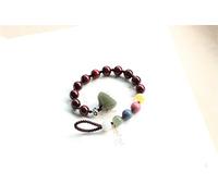 Natural Green Hetian Jade Pterocarpus Striata Beaded Women Handmade Buddhism Ethnic Charm Bangle Jewelry (Gem Color : Colorful Beads)