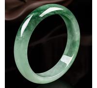 Natural Green Jade Bangle for Women Girls with Jade Handmade Luck Bracelets Bangles with Jewelry Box,55-56mm