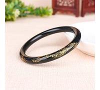 Natural Green Jade Bangle Women Hand-Carved Round Bar Carving Gold Gilt Hetian Jades Stone for Girlfriend Mom Gifts (Gem Color : Orange)