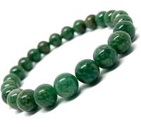Natural Green Jade Bracelet, 10mm Round Gemstone Beads, Stretch Boho Spiritual Bracelet for Men & Women, Good Luck Healing Stone Jewelry, Prayer Gift (7.5 Inch)
