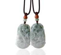 Natural Green Jade Dragon Phoenix Couple Pendants, Jade Amulet Necklace Couple Gift, Valentine's Day Gift