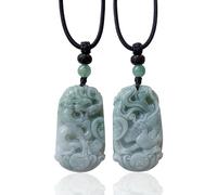 Natural Green Jade Dragon Phoenix Couple Pendants, Jade Amulet Necklace Couple Gift, Valentine's Day Gift