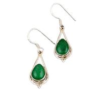 Natural Green Jade Gemstone Dangle Earring 3.5x1.5mm | Made in 925 Sterling Silver, Silver Plated |Pear Shape Stone, Smooth Minimlist Style Dangle For Women & Girls |LK_RDG_00166