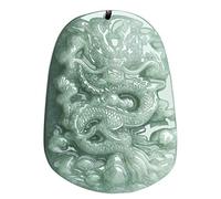 Natural Green Jade Jadeite Carved Royal Dragon Pendant Amulet
