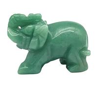 Natural Green Jade Stone Lucky Elephant Figurine Crystal Gemstone Carved Statue Ornament Home Decoration (2Inch)