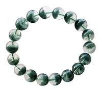 Natural Green Phantom Quartz Beaded Bracelet for Women - Healing Gemstone Jewelry for Men - Wealth Attraction & Heart Chakra Balance(12mm)