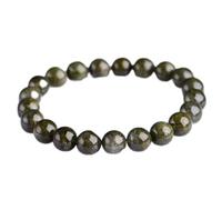 Natural Green Phantom Quartz Bracelet Feng Shui Wealth Bracelet Reiki Crystal Meditation Lucky Charms Bracelet for Women Men Attract Prosperity Good Fortune,9mm Cinnabar