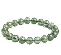 Natural Green Phantom Quartz Bracelet - Premium Rutilated Quartz Healing Jewelry for Wealth & Growth Energy(9mm)