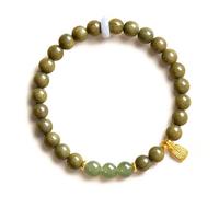 Natural Green Sandalwood 6mm Bracelet, 2025 Feng Shui Good Luck Sandalwood Hotan Jade Beads Bracelet for Men Women Love Friendship Gifts, Yoga Prayer Meditation Healing Buddha Beads Emotional Balance