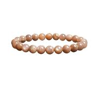 Natural Grey Bracelets Flash Smooth Moonstone Round Elastic Beads Bracelet Stone Jewelry(17cm 6.7inch,6MM BEADS_D)