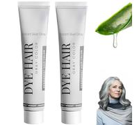 Natural Grey Hair Dye Cream, 2 in 1 Silver Extract Cream, Glossy Conditioning, Nice And Easy, Unisex DIY Fashion Instant Non-Damaging Dye For All Hair Types (2Pcs)