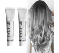 Natural Grey Hair Dye Cream, Silver Gray Natural Hair Dye Cream, Hair Color, Unisex Light Grey Silver Hair Dye, Glossy Conditioning, Glossy Conditioning, Nice And Easy, Grey Hair Color (2, Pc)