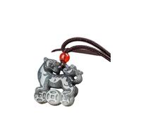 Natural Grey Jadeite Chinese Zodiac Tiger Pendant Necklace Feng Shui Courage Wealth Protection Amulet With Braided Cord & Red Agate Bead