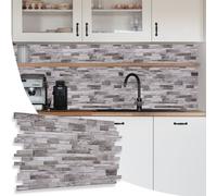 (Natural Grey, Set of 10) 3D Wall Panels (95.5x48cm) - Stone Slate Effect Wall Panelling