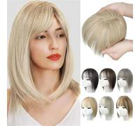 Natural Hair Toppers with Bangs for Women, Wig Toppers for Thinning Hair Hair White Beige Gray Cosplay Replacement Hair Wigs (03# Light Gold)