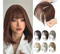 Natural Hair Toppers with Bangs for Women, Wig Toppers for Thinning Hair Hair White Beige Gray Cosplay Replacement Hair Wigs (10# Maple-Brown)