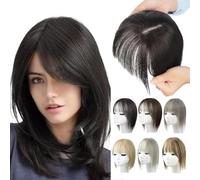 Natural Hair Toppers with Bangs for Women, Wig Toppers for Thinning Hair Hair White Beige Gray Cosplay Replacement Hair Wigs (04# Black)