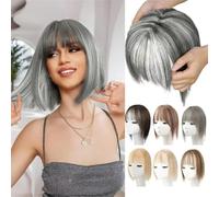 Natural Hair Toppers with Bangs for Women, Wig Toppers for Thinning Hair Hair White Beige Gray Cosplay Replacement Hair Wigs (09# Silver)