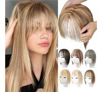 Natural Hair Toppers with Bangs for Women, Wig Toppers for Thinning Hair Hair White Beige Gray Cosplay Replacement Hair Wigs (13# Dark Gold)