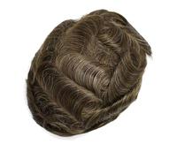 Natural Hairline Fine Mono Toupee for Men Human Hair Replacement System with NPU Hair Prosthesis Male Wigs Hairline Fine(#410,6x8)