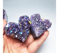 Natural Halo Amethyst Heart-Shaped Amethyst Cluster Quartz Heart-Shaped Crystal Gift Beautiful Crystal (Color : 2 Pcs, Size : S)