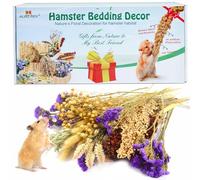 Natural Hamster Bedding, Hamster Herbs Flowers for Hamster Cage Enclosure Habitat Decor Hamster Sprays for Dwarf Syrian Guinea Hamsters Gerbil Degus or Other Small Animals(Flower Grain Version)