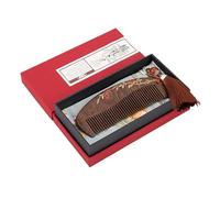 Natural hand-painted cherry blossom pattern black gold wooden comb, gift boxed hair care ladies comb, with tassels, a gift for ladies