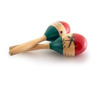 Natural Hand Painted Wooden Maracas - Full Size Pair Length 25cm