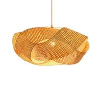 Natural Hanging Ceiling Light Hollow Bamboo Lattice Light 1 Light Unique Weaving Design Lamp Kitchen Island Living Dining Room Over Table Wicker Hanging Lamp/40Cm