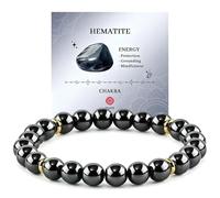Natural Healing Crystal Chakra Beaded Bracelet, Calming Crystal Stretch Jewelry for Meditation, Stress Relief, Good Luck, Birthday Present, Empath Protection, New Beginnings，HEMATITE