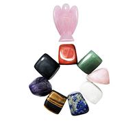 Natural Healing Crystal Chakra Stones for Crystal Therapy, Chakra Healing, Meditation, Worry Stones, Relaxation, Decor. (Set of Rose Angel & Chakra Stones)